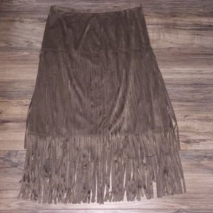 NWT Chico’s Faux Swede Fringe Skirt